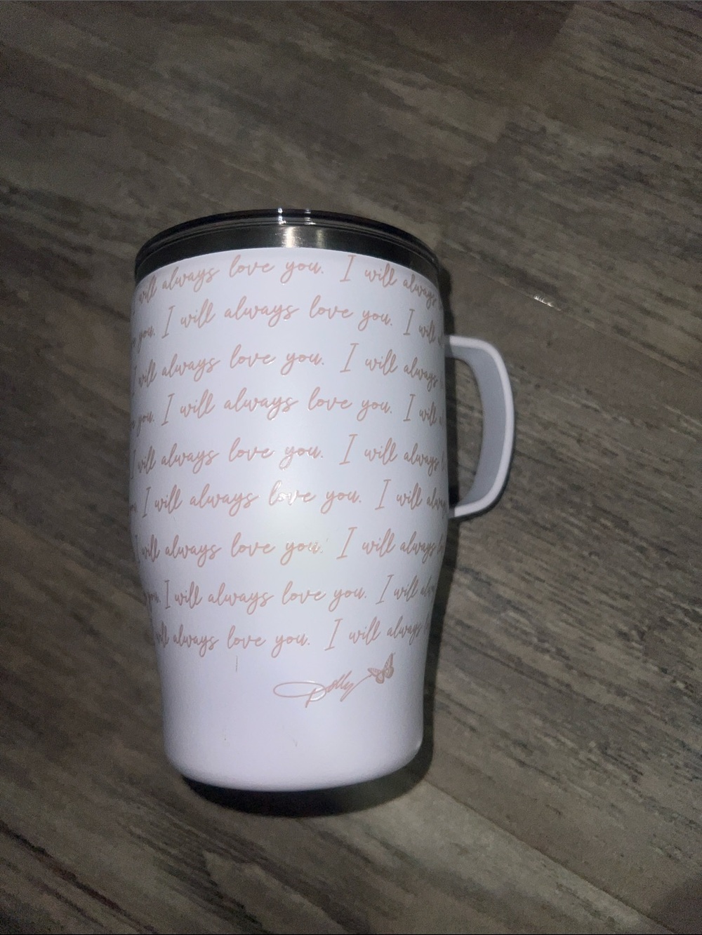 Dolly Parton - Travel Mug - Pink Script Love Design